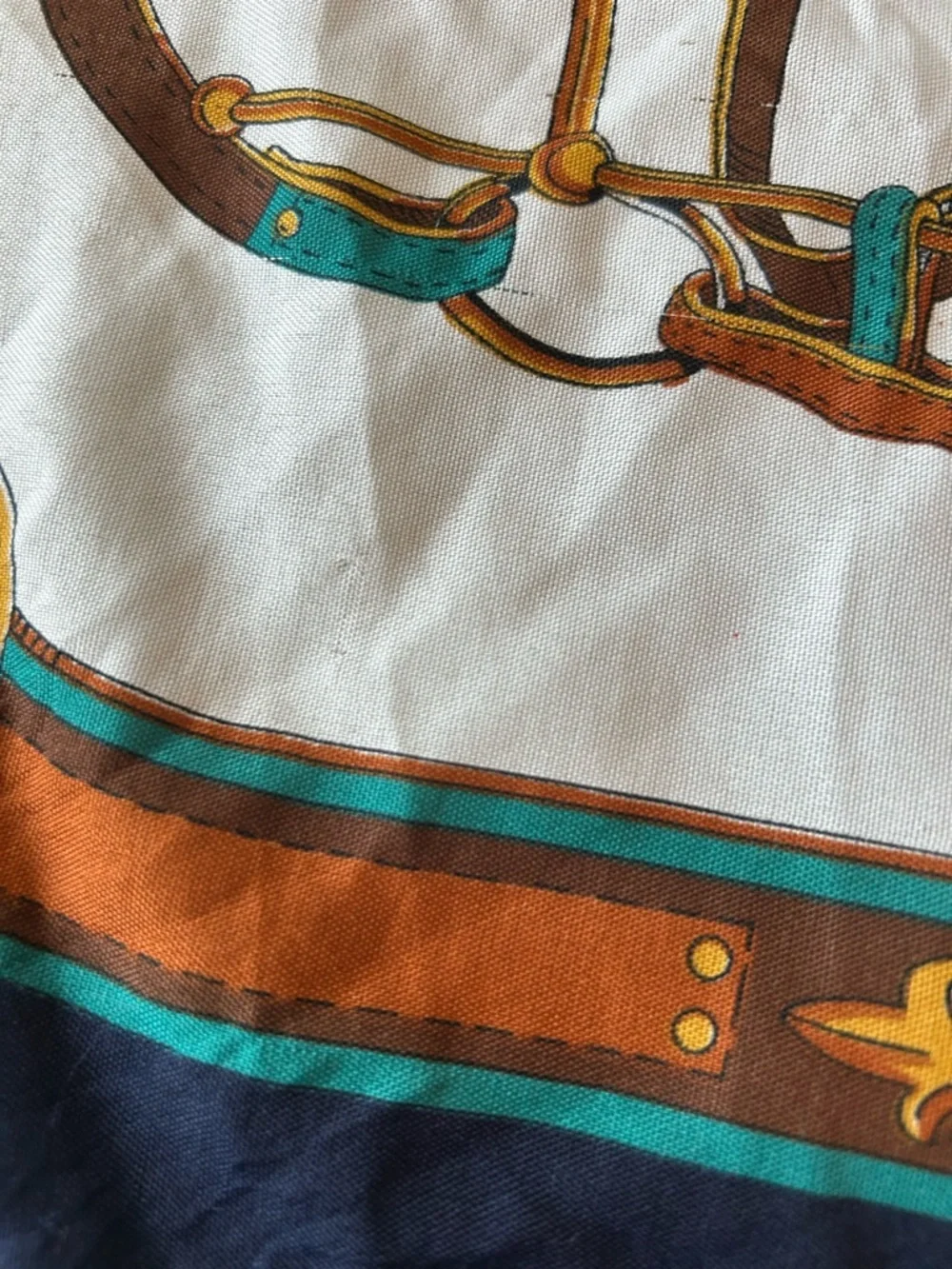 Vintage Fernand Aubry Equestrian Silk Scarf has stains wear old school money